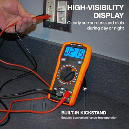 Klein Tools 80196 Digital Multimeter Kit with Case, Manual-Ranging 600V AC/DC Voltage Tester, Tests Batteries, Current, Resistance, Diodes, and Continuity, Protective Carrying Case - size: Manual-Ranging w/Case
