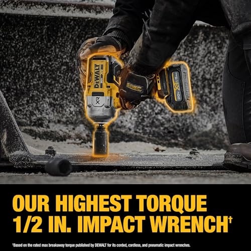 DEWALT 20V MAX XR 1/2 Inch Cordless Impact Wrench Kit with Hog Ring Anvil, Battery and Charger Included (DCF961GP1) - style: Kit with Battery