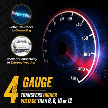 Goodyear Heavy Duty Jumper Cables for Car Battery - 4 Gauge Thick Wire, Extra Long 20 ft Booster Cables with Carrying Case for Cars, Trucks, SUVs, Emergency Roadside Kit Car Accessories - size: 4 Gauge, 20 FT