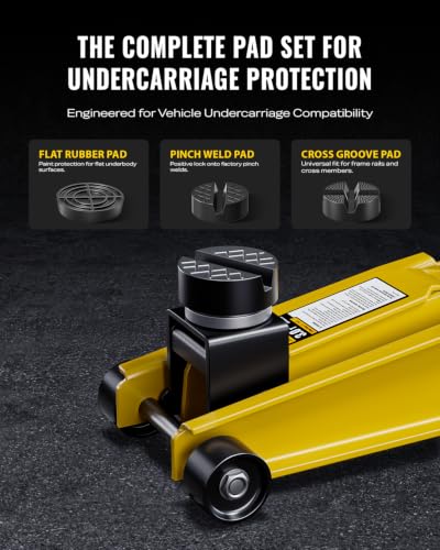 AUTOWN 3 Ton (6600 lbs) Floor Jack, Heavy Duty Steel Hydraulic Jack for Car, Low Profile Floor Jack with Rubber Pad, Quick Lift Car Jack with Lifting Range 7.1'' to 20.9'', Yellow