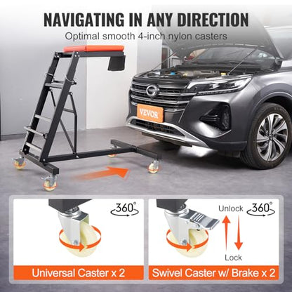 VEVOR Top Automotive Creeper, with Adjustable Height 45.7" to 66.3", 400 LBS Capacity High Creeper, 4 Swivel Caster Wheels, Heavy Duty Foldable Creeper for Auto Repair and Maintenance - size: 48-64 inch, style: I
