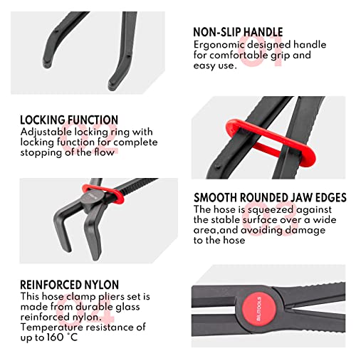 BILITOOLS 3pcs 90° Hose Pinch Off Pliers Set, Clamp Tool for Lines | 5.9/7.3/10" Plastic Pliers, 90° Angled Reach, Non-Damaging, Locking Grip, 160°c Heat-Resistant, for Fuel/Coolant/Brake Lines - size: 3-Piece, style: 90 Angled
