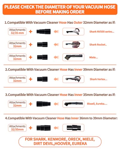 5 PCS Vacuum Hose Adapter Kit, Universal Shop Vac Vacuum Hose Adapter, 2-1/2'' to 1-1/4'', 1-1/4'' to 1-3/8'' to 1-1/2'', 1-3/8'' to 1-1/4'', 32mm to 35mm, 32mm to 38mm, 32mm to 45mm for Wet Dry Shop