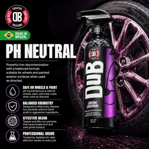 DUB BOYZ Iron Remover for Cars - 16oz Color-Changing Wheel Cleaner, Brake Dust & Iron Particle Decontamination, Safe on Alloy & Painted Wheels, Paint Safe Iron Skunk