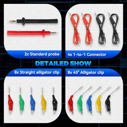 Autory 104PCS Automotive Circuit Test Leads Kit, Multimeter Terminal Test Leads Kit Multi Function Probe Test Kit with Heavy Duty Back Probes Test Lead Set Wire Connectors Set with Black Carrying Case