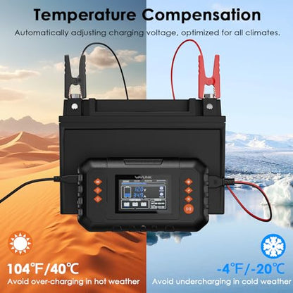 WAVLINK 450W Smart Battery Charger, 35A 6V/12V/24V Car Battery Charger | Max LCD Display; Lead-Acid/Lithium/LiFePO4 Compatible; Battery Maintainer & Desulfurizer for Cars, Boats, Motorcycles - color: 35-AMP