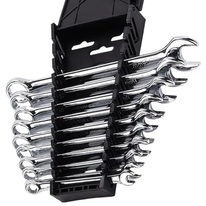 HAKZEON 10 Piece Metric Ratcheting Combination Wrench Set, Chrome Vanadium Steel, Include Metric Sizes 8 mm - 19 mm with Organizer, 12 Point for Automotive Machine Repair