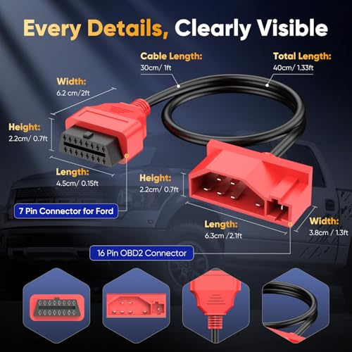 Autel 7 Pin OBD1 to OBD2 Adapter Cable for Ford, 7Pin OBD1 to 16 Pin OBD2 Diagnostic Cable, Fit for Ford Vehicles with 7Pin Port, Work with Scan Tool and Code Reader