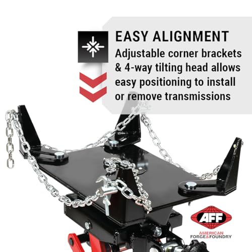 AFF Low Profile Manual Hydraulic Transmission Jack - Heavy Duty Steel Body, Adjustable Saddle with Safety Chain & 360 Handle - for Transmissions, Transfer Cases & Differentials (Multiple Capacities) - size: 3000 lbs Capacity