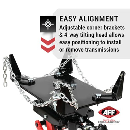 AFF Low Profile Manual Hydraulic Transmission Jack - Heavy Duty Steel Body, Adjustable Saddle with Safety Chain & 360 Handle - for Transmissions, Transfer Cases & Differentials (Multiple Capacities) - size: 3000 lbs Capacity