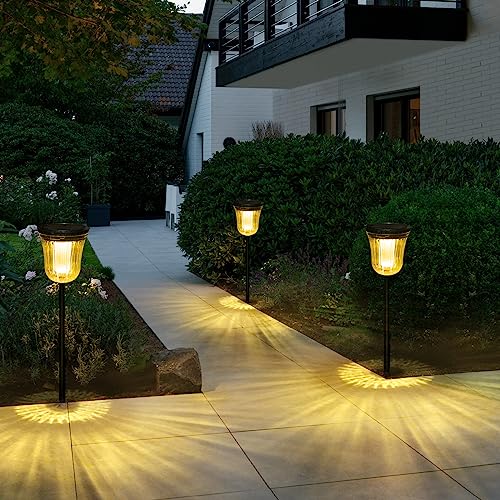 Solar Lights Outside Waterproof, 6 Pack 200 Lumens Super Bright Solar Pathway Lights Outdoor Waterproof with 2 Lighting Modes, Auto On/Off Outdoor Solar Lights for Yard, Walkway, Lawn - size: 6 Pack-200 Lumen