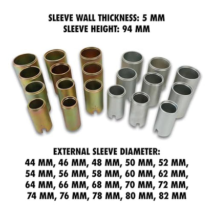 OEMTOOLS 27212 Manual Bushing Removal Tool Set, Suspension and Wheel Bearing Service Kit, 20 Cups and Adapters for Bushing, Seal, and Bearing Replacement, Control Arm and Axle Repair