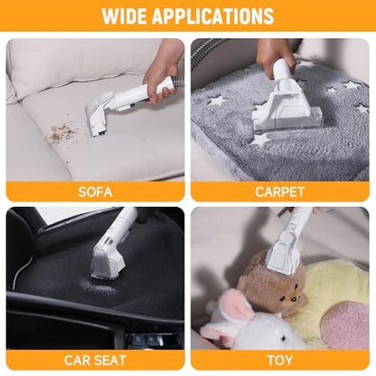 Hoteche Portable Carpet Cleaner Machine, Powerful Handheld Spot Extractor for Pet Stains, Upholstery & Car Interior Cleaning, Dual Tank System, Lightweight Electric Carpet Shampooer with Accessories