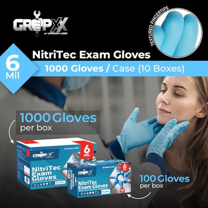 London Labs Heavy Duty 6 Mil Blue Nitrile Gloves Disposable Latex & Powder Free -Extra Stretchy Fentanyl Safe |Medical,First Aid Kit,EMT|Food Safe Rubber Gloves for Cooking & Cleaning| Pack of (200) - size: Small, style: 200 Count