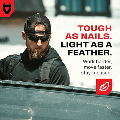NoCry Anti-Fog Safety Sunglasses for Men with Scratch Resistant Lenses — Tinted Safety Glasses for Construction with 100% UV Protection — ANSI Z87.1 Work Sunglasses with Adjustable Temples & Nose Pad - color: Black & Black