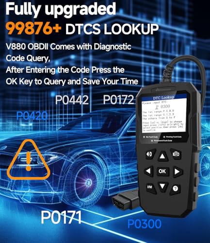 OBD2 Scanner,V880 Check Engine Light Car Code Reader with Reset,4-in 1 Graphic Live Data,I/M Smog Test, CAN Scan Tool Diagnostic Scanner for All OBDII Vehicles,Work for DIY,Home Use,Mechanic - color: BLACK