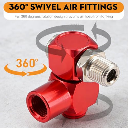54-Pcs 1/4 NPT Air Fittings Kit, Quick Connect Fitting Set with Swivel Coupler, Push to Connect Pneumatic Fittings Assortment for Air Compressor, Air Line, Pneumatic Tools - size: 54 PCS