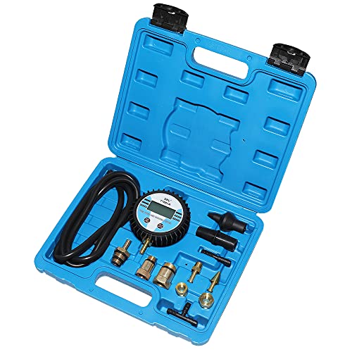 DPTOOL Vacuum Gauge Tester Multifunction Fuel Pump Catalytic Converter Muffler Carburetor Exhaust Back Pressure Tester Digital Display Gauge with Adapters and Hose