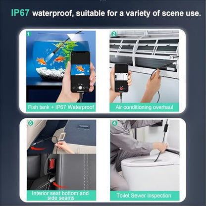 Dual-Lens Endoscope Camera with Light,Borescope with 8 Adjustable LED Lights 1920P HD,16.5ft Semi-Rigid,IP67Waterproof USB Inspection Camera for iPhone,Gadgets for Men…