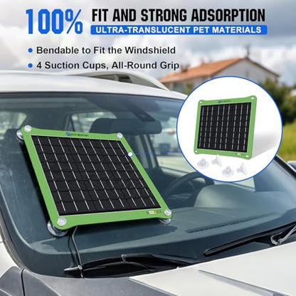 ECO-WORTHY Upgrade 7.5W Solar Car Battery Charger Maintainer 12V Waterproof Solar Panel Portable Solar Trickle Charger for Car Truck Boat Lawn Mower RV Trailer Tractor Utility Vehicle Battery