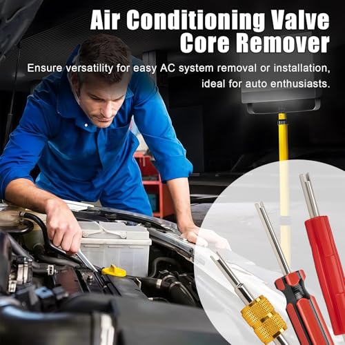 39 PCS AC Valve Core Removal Tool Accessories Kit, R12 R134a Refrigeration Tire Valve Stem Tool with Dual Head Thread Repair for Automotive Car Truck HVAC System