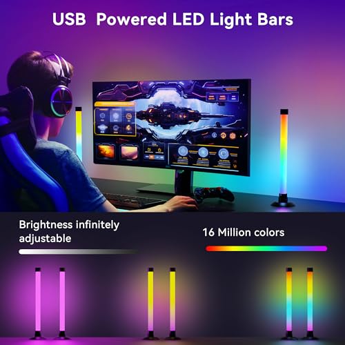 NBBUFF Led Light Bar with Music SynC Color Changing, Led Bar with App & Remote Control, RGB+IC & W Smart RGB Light Bar, USB Powered Led Lights, Dynamic PC Room Monitor Backlight Gaming, 2 Pack - size: 13 inches