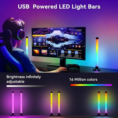 NBBUFF Led Light Bar with Music SynC Color Changing, Led Bar with App & Remote Control, RGB+IC & W Smart RGB Light Bar, USB Powered Led Lights, Dynamic PC Room Monitor Backlight Gaming, 2 Pack - size: 13 inches