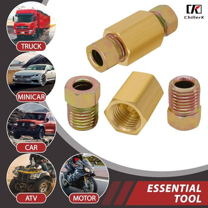 24 PCS 3/16" Brake Line Fittings Kit - 24 Threads Assortment for 3/16" Tube - Includes 8 PCS Unions, 16 PCS Nuts - size: For 3/16" Tube