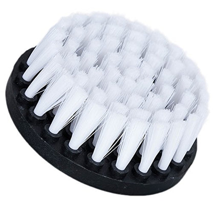 HIFROM Drill Brush - 4 inch Power Drill Attachment Soft Bristle White Quick Change Shaft Scrub Cleaning Brush for Carpet, Upholstery, Leather, Glass (White) - color: White