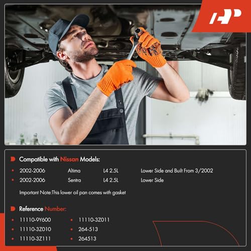 A-Premium Lower Engine Oil Pan Sump with Drain Plug & Gasket | Compatible with Nissan Altima 2002-2006 2.5L, Sentra 2002-2006 2.5L, Reliable Oil Storage, Perfect Seal