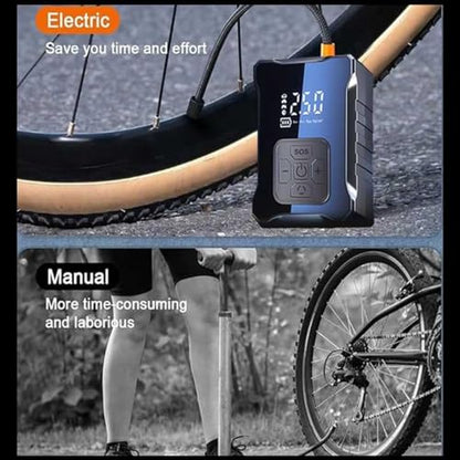 Portable Electric Bike Pump with Digital Gauge Tire Inflator with LCD Display, Multi-Purpose Air Compressor Pump for Bikes, Cars, Motorcycles