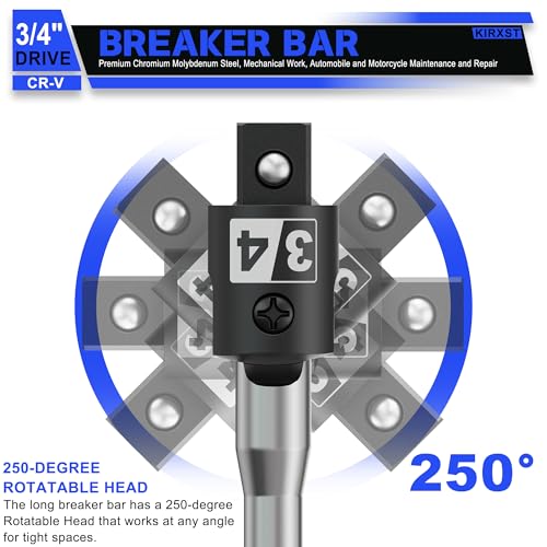 41-Inch 3/4” Drive Breaker Bar, Heavy Duty Extension Breaker Bar, 250° Rotatable Head, Premium Chromium Molybdenum Steel, Mechanical Work, Automobile and Motorcycle Maintenance and Repair - size: 3/4" 41 in