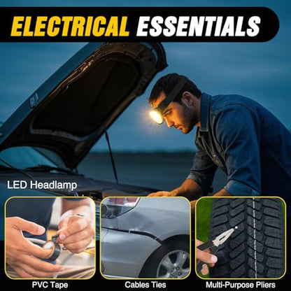 Nilight Car Emergency Kit with Jumper Cable, First Aid Kit Safety Assistance Tools for Travel Camping Outdoor Cars Truck SUV RV, Roadside Essentials with Flash Light - color: Essential Kit+Air Compressor