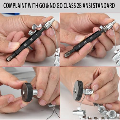 Nut and Bolt Thread Checker 28 Male/Female Thread Gauges (15 SAE/Inch & 13 Metric) Nut and Bolt Thread Size Checker Thread Identifier Gauges for Quickly Identify and Verify - size: 28 Gauges - 15 Inch & 13 Metric