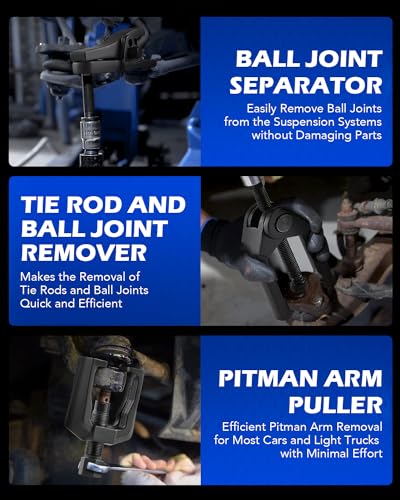 OMT Ball Joint Separator, Tie Rod End Tool Set, Pitman Arm Puller | Includes 5pc Popular Tools for Servicing Ball Joints, Tie Rods, and Pitman Arms, Red Case Black Puller - color: Red Case Black Puller