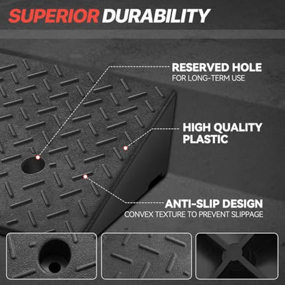 Rubber Curb Ramp, 5.5" Rise, Sidewalk Ramp for Forklift, Car, Wheelchair, Bike, Driveway & Garage - size: 5.5" Rise