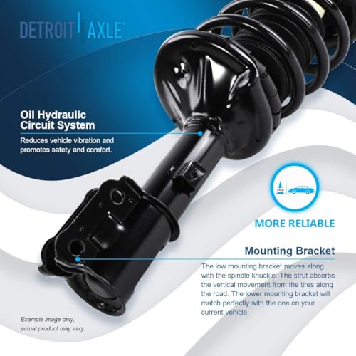Detroit Axle - Front Rear Struts for Hyundai 2000-2005 Accent, 4 Quick | Install Ready Struts with Coil Spring Assembly 2001 2002 2003 2004 Replacement Suspension Kit - size: 4Q42906/ 4 Struts