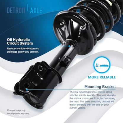 Detroit Axle - Front Rear Struts for Hyundai 2000-2005 Accent, 4 Quick | Install Ready Struts with Coil Spring Assembly 2001 2002 2003 2004 Replacement Suspension Kit - size: 4Q42906/ 4 Struts