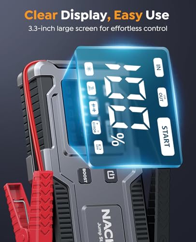 Car Battery Jump Starter 8000A, Portable Car Jump Starter for All Gas and 12L Diesel Engines, Power Bank & Battery Jumper, Portable Jump Box Car Battery with LCD Display, LED Light