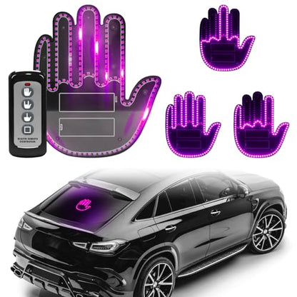 DIBMS Hand Gesture Light with Remote, Red LED Finger Funny Window Sign Light Accessories for Car Truck (Pink) - color: Pink
