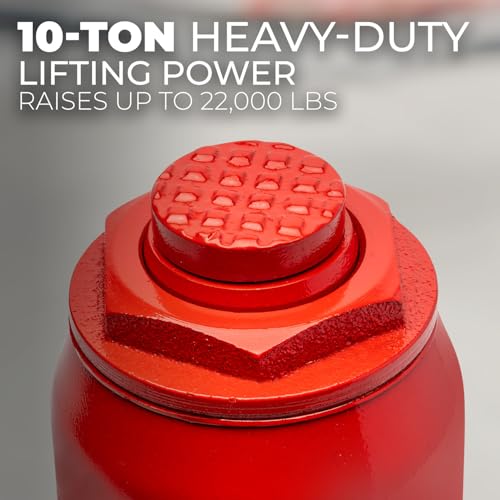 XtremepowerUS 10 Ton (20,000 lb) Hydraulic Bottle Jack, Heavy Duty Low Profile Steel Car Jack with Adjustable Lift Saddle for Cars, Trucks, SUVs, Trailers & Garage Repair - size: 10 Ton