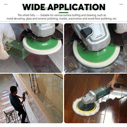 Keadic 13Pcs 4 Inch Wool Felt Polishing Wheel Disc Kit Includes Green Wool Felt Disc Wheel Pad and Buffing Polishing Compounds, Wool Polishing Wheel Buffer Pads Wool Polishing Disc for Marble - color: Green