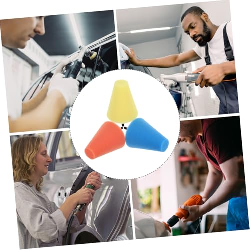 3pcs Car Wheel Polishing Sponge Pads Abrasive Cone Auto Wheel Hub Polishing Pads Kit for Automotive Detailing and Repair