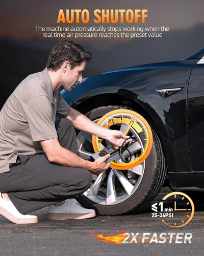 Tire Inflator Portable Air Compressor, 150PSI Cordless Air Pump, Tire Pump with Digital Pressure Gauge