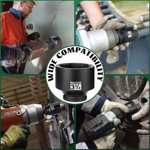 1" Drive Shallow Impact Socket,3-3/4 Inch SAE Jumbo Socket,CR-MO 6 Point for Easy Removal of Large Axle Nut（SAE) - size: 1 Inch Shallow 3-3/4", style: 1"Drive Shallow Impact Socket