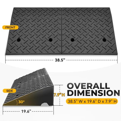 Auto Dynasty Rubber Curb Ramps, 7.9" Lift Height Curbside Driveway Ramp, 4410 LBS/2T Capacity Sidewalk Curb Ramp for Cars Trucks Bikes Motorcycles Wheelchairs, 2 Pack - size: 7.9" Rise
