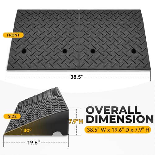 Auto Dynasty Rubber Curb Ramps, 7.9" Lift Height Curbside Driveway Ramp, 4410 LBS/2T Capacity Sidewalk Curb Ramp for Cars Trucks Bikes Motorcycles Wheelchairs, 2 Pack - size: 7.9" Rise
