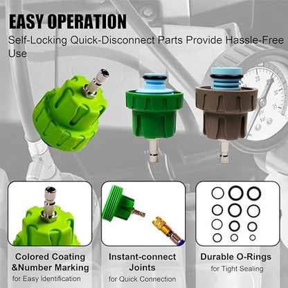 SGT Coolant Pressure Tester Kit, 33pc Universal Cooling System Radiator Leak Tester & Refiller with 23 Radiator Adapters,Master Coolant Vacuum Refill Kit with Vacuum Pump Vacuum Purge & Refill Tool