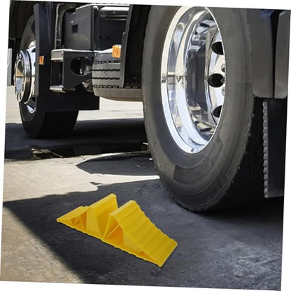 Ciieeo 1Pair Heavy Duty Car Wheel Chocks Portable Slip Tire Stops for Trucks Rvs Trailers Cars Durable Plastic Construction Quick Setup Secure Stability for Travel