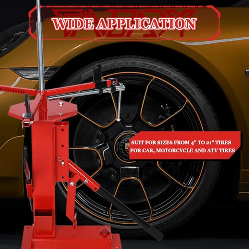 Multi Manual Tire Changer Machine Portable Hand Bead Breaker Mounting Tool Heavy Duty Tire Changer for Motorcycle Gocart Trailer Bike ATV Truck 4" to 21" Tires